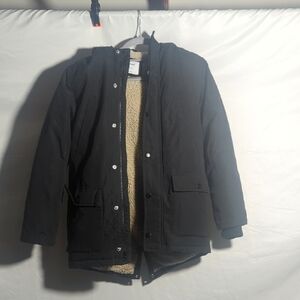 Old Navy Girls Black Winter Jacket Sherpa Lined Size 10 Great Condition